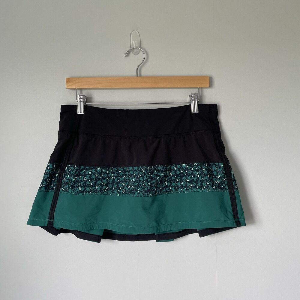 Lululemon Pace Rival Skirt Skort Athletic Athleisure Black Green Women's Size 6